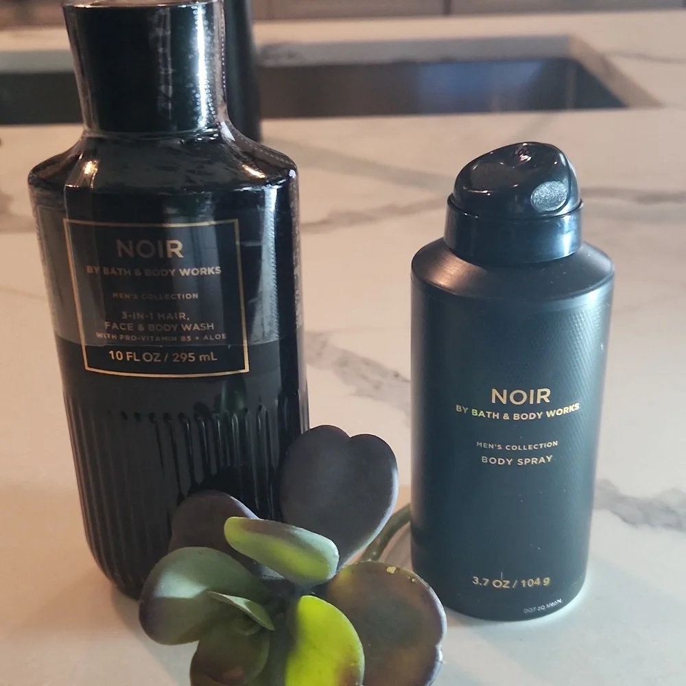 B&BW Noir Set of Body Spray and 3-in-1 Hair, Face & Body Wash